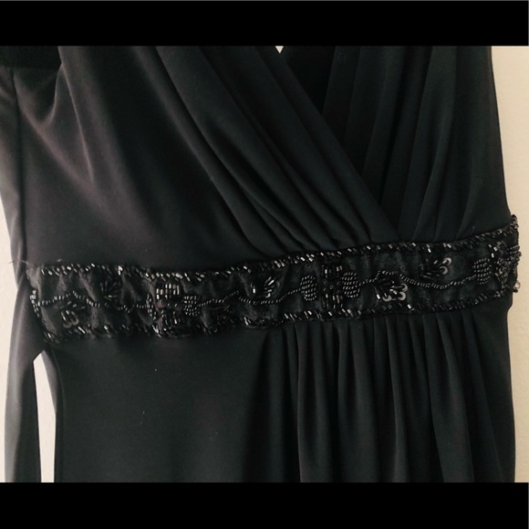 Windsor Beaded Waist Party Cocktails Dress 1/2 Black Tie Embellished Stretchy - Picture 9 of 15